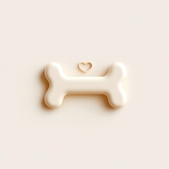 Obraz premium Loving Pet Care Concept - Minimalist Dog Bone with Heart Shape on White Background