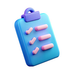 3D Render of a Checklist with Checkmarks