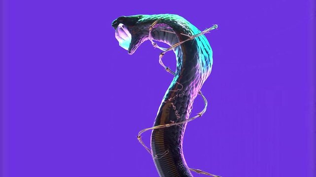 Abstraction. A cobra holds a diamond in its mouth.