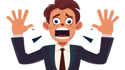 Big Headed Businessman Screaming with Hands - Professional Business Image