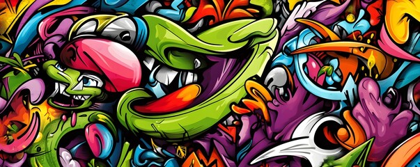 Wall art in an alleyway wall art in a corner pop art graffiti and modern doodle styles.