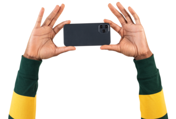 Png social media audience mockup person filming through smartphone