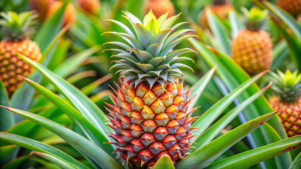 Ripe pineapple fruit. Ripe pineapple on white background