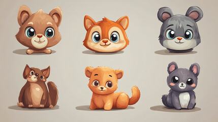 Fototapeta premium Cutely designed cartoon characters (animals)