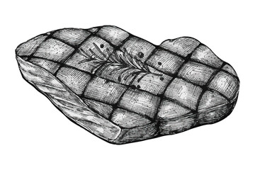 Steak sketch png sticker on transparent background