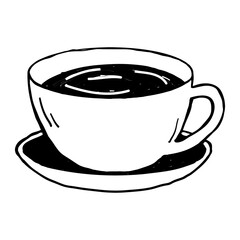 Png  cute coffee cup  doodle illustration, transparent background