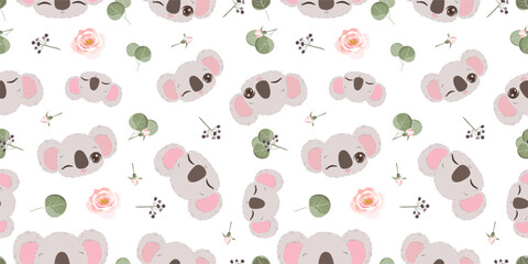 Cute baby koala seamless pattern, wallpaper, seamlessly