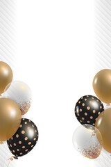 Metallic party balloons frame png in transparent background