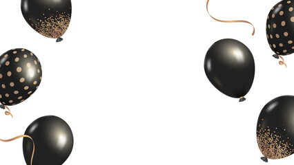 Black balloons border frame png