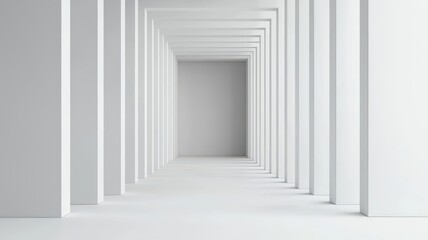 Obraz premium Abstract depiction of broken columns in a stark, empty space, black and white with red accent, modern art