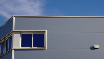 industrial building facade against the sky