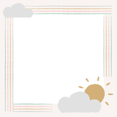 Cute frame PNG clipart, doodle rain border design