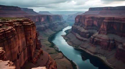Majestic View of the Grand Canyon with River Below