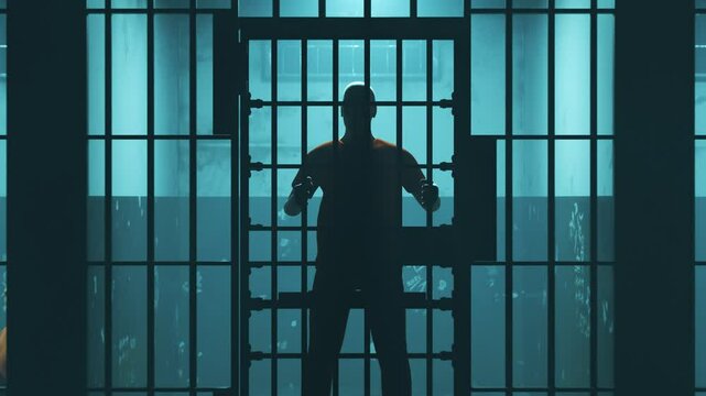 Rows Of One Person Dark Prison Cells Adult Criminals Captured Behind Iron Bars Animation With Rows Of One Person Dark Prison Cells Adult Criminals Captured Behind Iron Bars