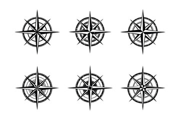 Compass logo icon Compasses vector set silhouettes isolated