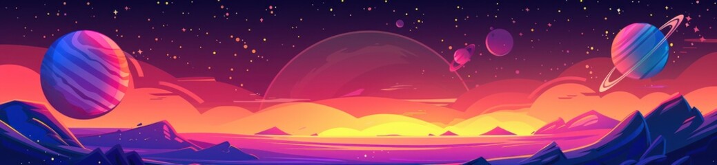 Space Landscape Sunset