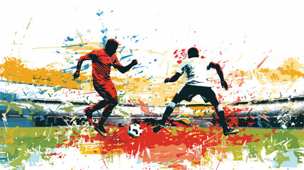 Dynamic Football Players in Action on Stadium