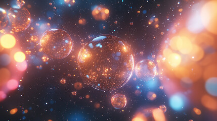 Fototapeta premium quantic multiverse made of one planet repeatedly in colorful style of antman spiderverse, golden number compositing.