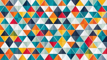 Fototapeta premium Abstract geometric pattern of interconnected triangles in bold modern colors, set against a clean white background, evoking a sense of contemporary sophistication and urban style.