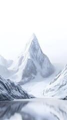 Obraz premium Lone Towering Snow Capped Mountain Peak Piercing Azure Sky Surrounded by Pristine Alpine Landscape