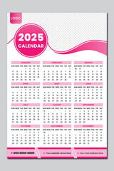 2025 Wall calendar design one page,modern 12month one page calendar editable