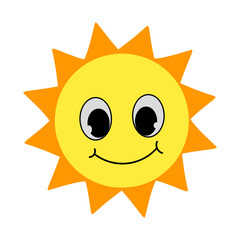 Cartoon character clipart illustration of the sun with a cheerful face