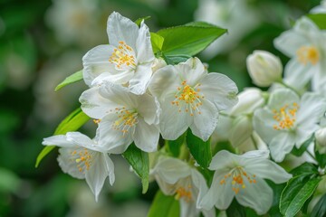 Obraz premium Satsuma mock orange shrub with white flowers blooms in May and June