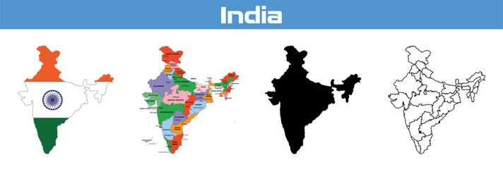 Set of india map.