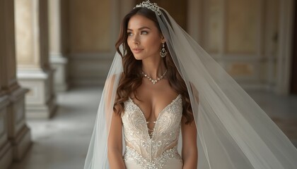 Luxury bride portrait in princess style