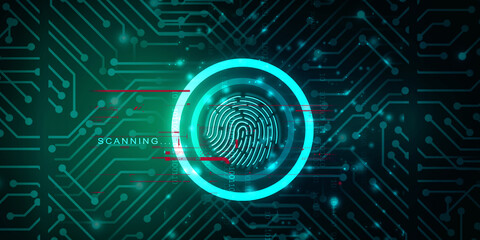 2d Illustration Fingerprint Scanning Technology Concept 
