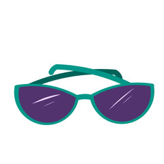 vector clipart of one pair of cateye shaped glasses with turquoise frames and black lenses