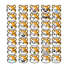 Fototapeta premium Hamster emoji set, Hamster stickers, faces, vector style for Print on T-Shirts, Posters, Creating Logos, patterns, web designs and Social Media