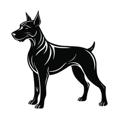 Tame dog vector silhouette illustration.
