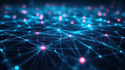 Digital network with glowing connections, abstract design, clear space for copy