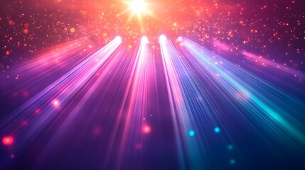 Naklejka premium Vibrant Concert Stage with Burst of Radiant Light Rays and Energetic Atmosphere