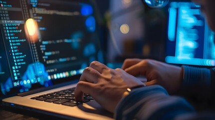 Typing a strong password on a laptop, ensuring account security 