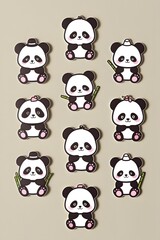 Naklejka premium Adorable Panda Stickers Collection Cute Expressions and Poses