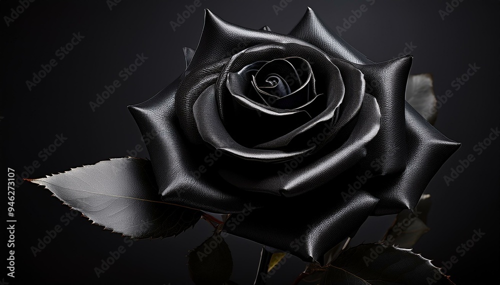 Wall mural a black rose with velvety petals, a symbol of mystery and rebellion.