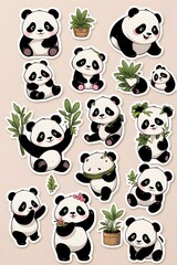 Adorable Panda Stickers Collection Cute Expressions and Poses