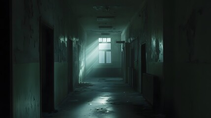 23. A creepy abandoned hospital with flickering lights and eerie shadows