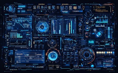 Fototapeta premium Background virtual machine running abstract UI technology for a hud interface