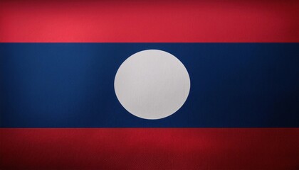 The national flag of Laos, featuring a red, blue, white, and red horizontal stripe design with a white circle in the center.