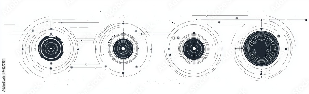 Aufkleber The set of hud elements has a futuristic circle design isolated on a white background