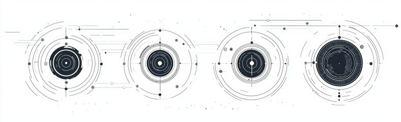 The set of hud elements has a futuristic circle design isolated on a white background