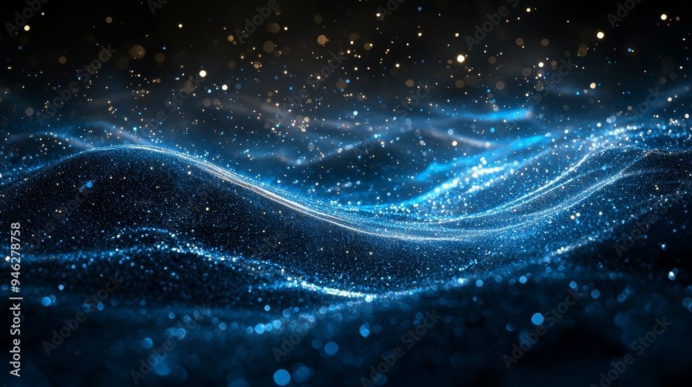 Leinwandbilder a digital particle wave background, an abstract tech background, or a cyber or technology background
