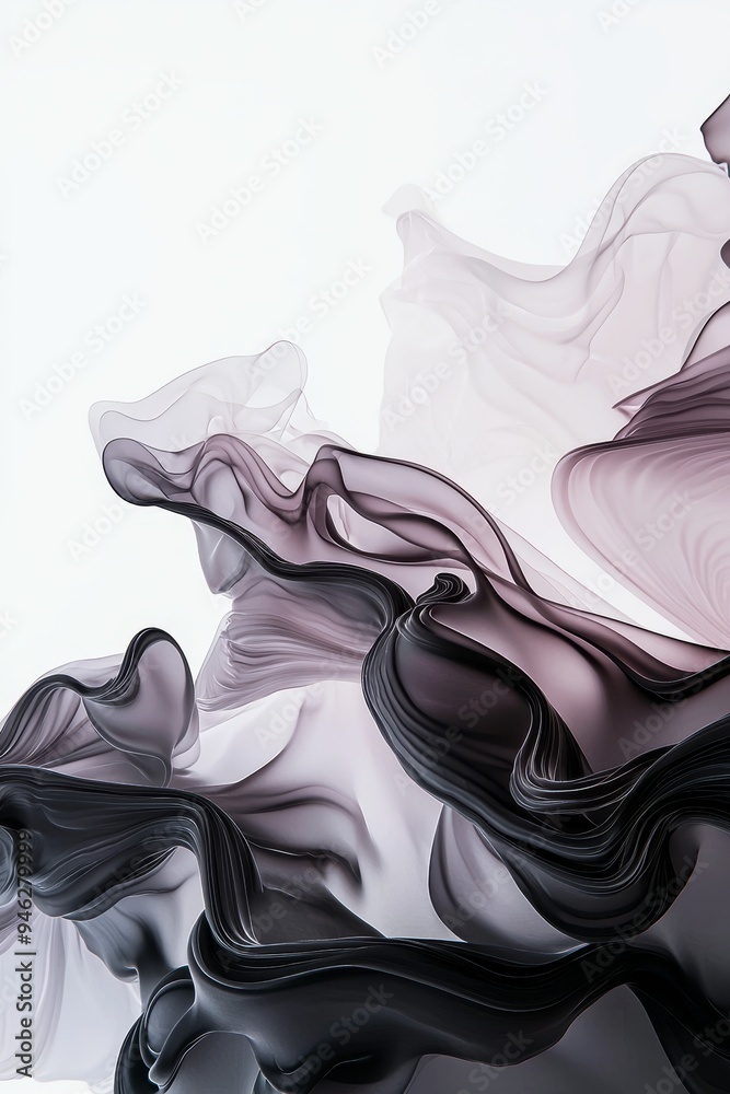 Aufkleber abstract futuristic 3d smoke texture isolated on a transparent background, generative ai