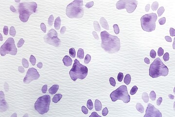 Obraz premium Serene Lavender Watercolor Paw Prints on White Background with Subtle Shadows - Dreamy and Textured Design