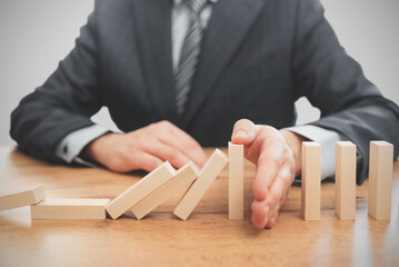 Domino business risk, crisis effect concept