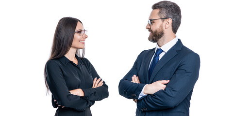 successful businesspeople. business leader isolated on white. two colleagues in office. businesspeople with coworker. business leadership and success. leader representing leadership. business degree