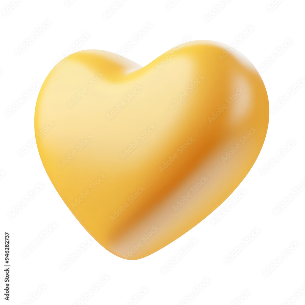 Canvas Prints yellow heart 3d render icon isolated on transparent background cutout